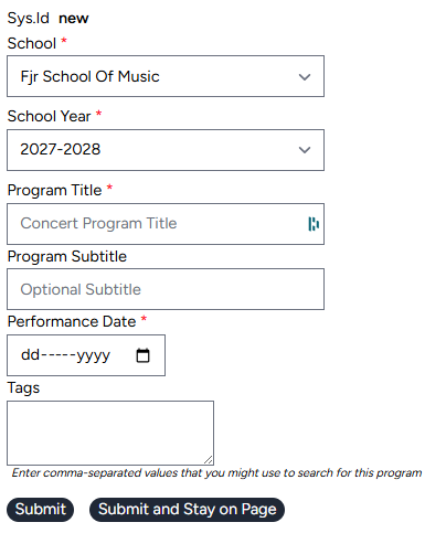 New Program Form