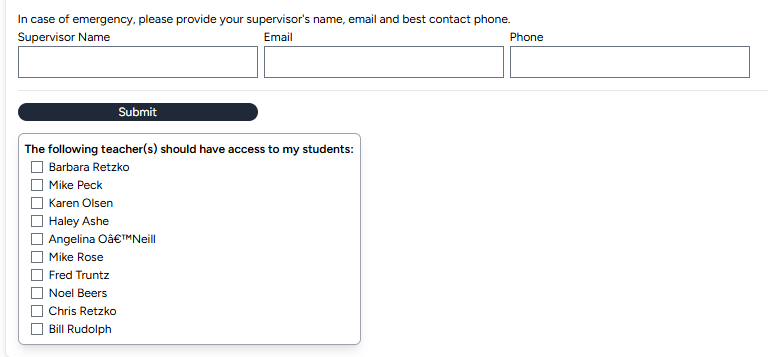 Coteacher and supervisor fields